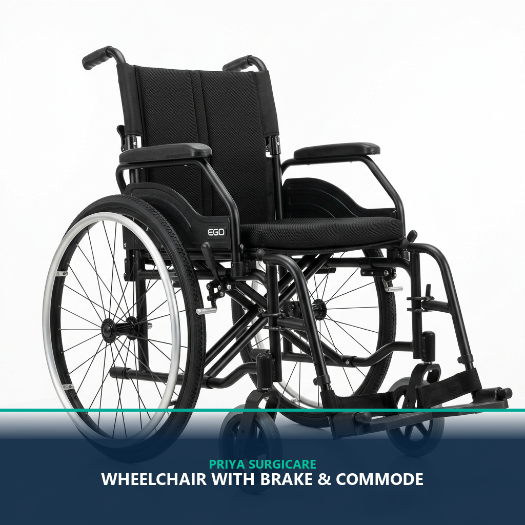 Wheelchair with Brake & Commode